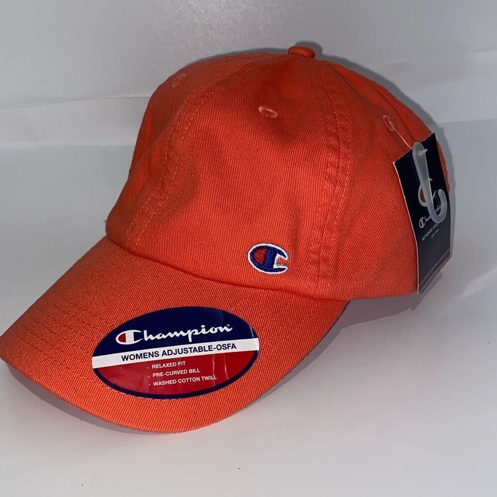 Champion Women's Coral Relaxed Fit Pre-Curved Baseball Cap Hat Adjustable NWT‎